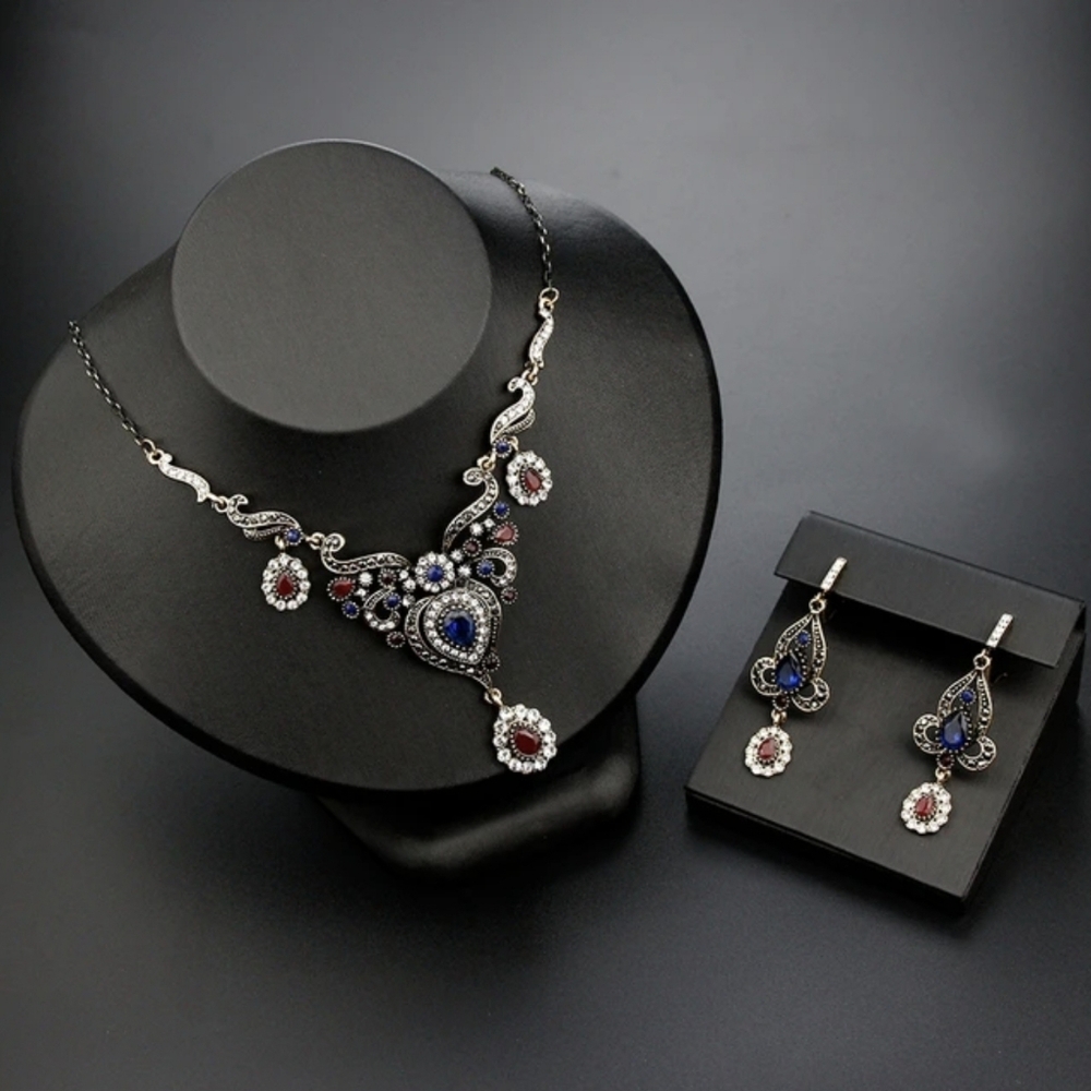 Turkish Vintage Loking JewelrySet for Women,NEW,2Pcs,Ancient,Wedding, Bridal Set - Picture 10 of 17